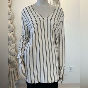 Theory Haydren stretch knit double-striped sweater